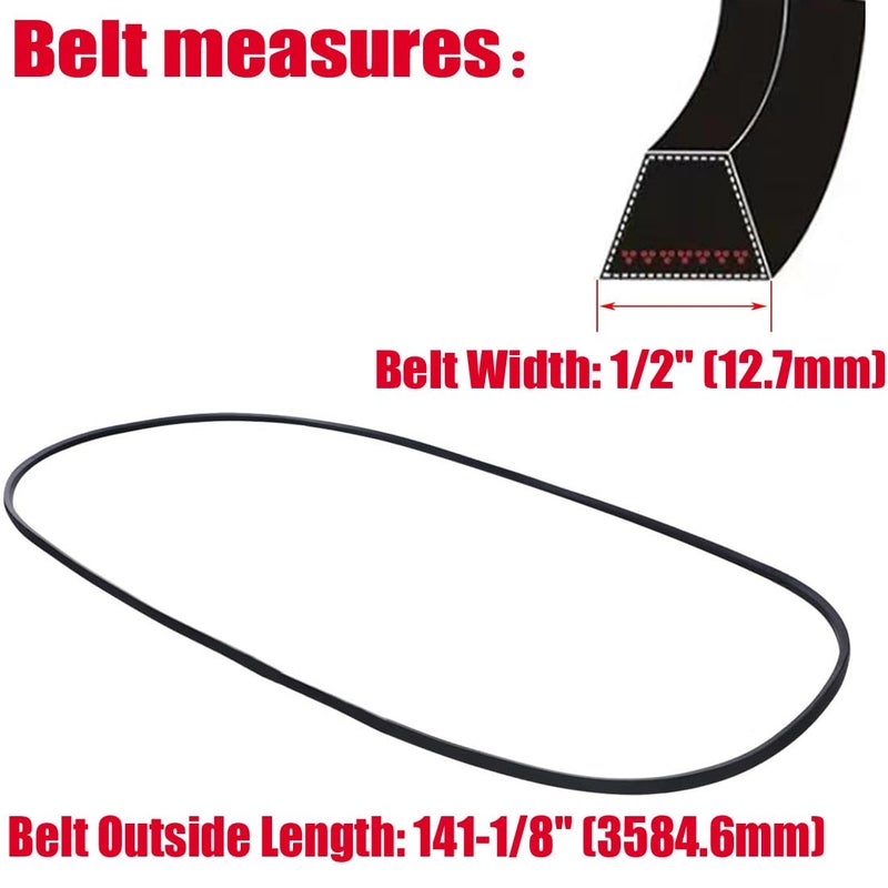 Annolai 48" Mower Deck Belt GX21833 GX20571 Mower Belt for John Deer D140 D150 D160 L120 L130 LA130 LA140 LA145 LA155 LA165 E140 E150 E160 X140 X165 X166, 1/2" X 141-1/8" - Image 3